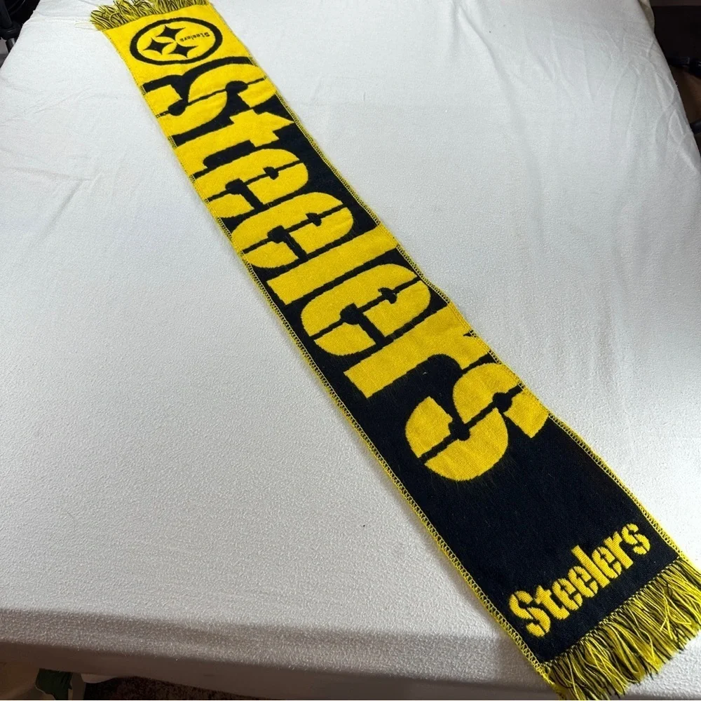 Forever Collectibles Black and Yellow Pittsburg Steelers Scarf 48” Length
